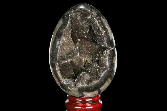 Septarian Dragon Egg Geode - Black Crystals #98832
